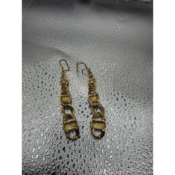 Gold Plated Greek Design Dangling Earrings - Picture 4 of 5